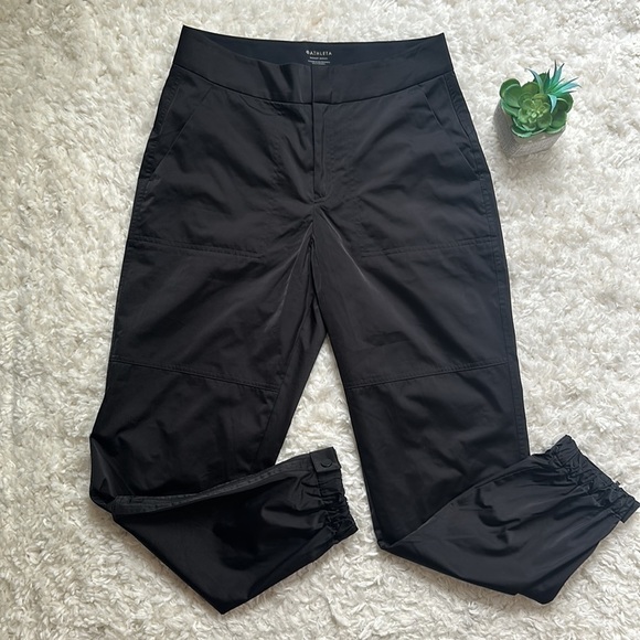 Athleta Radiant black jogger tapered leg shiny pants - Picture 3 of 8